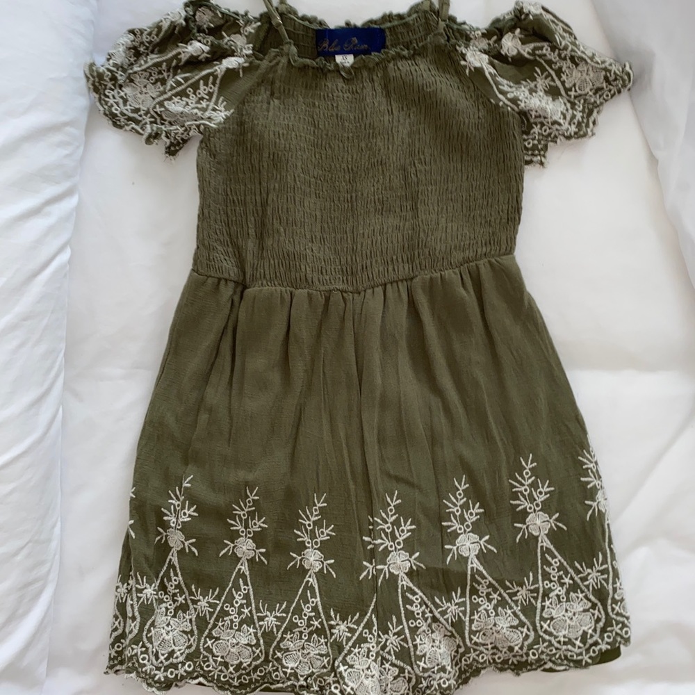 Dark green embroidered romper